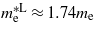 ${m}_{\mathrm{e}}^{\ast \mathrm{L}}\approx 1.7 4{m}_{\mathrm{e}}$