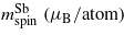 ${m}_{\mathrm{spin }}^{\mathrm{Sb }}~({\mu }_{\mathrm{B }}/\mathrm{atom })$