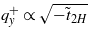${q}_{y}^{+}\propto \sqrt{-{\tilde {t}}_{2 H}}$