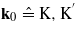 ${\mathbf{k}}_{0}~\hat {=}~\mathrm{K},{\mathrm{K}}^{\prime}$