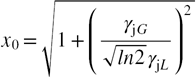 ${{x}_{0}}=\sqrt{1+{{\left(\frac{{{\gamma}_{jG}}}{\sqrt{ln2}{{\gamma}_{\text{j}L}}}\right)}^{2}}}$