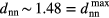 ${{d}_{\text{nn}}}\sim 1.48=d_{\text{nn}}^{\text{max}}$