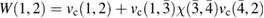 $W(1, 2) = v_{\rm c}(1, 2) + v_{\rm c}(1, \bar 3) \chi(\bar 3, \bar 4) v_{\rm c}(\bar 4, 2)$