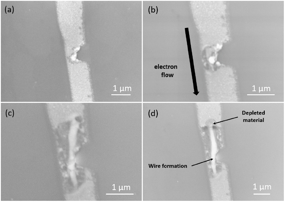 Electromigration and morphological changes in Ag nanostructures ...