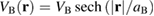 $V_{{\rm B}}(\mathbf{r})=V_{{\rm B}}\,{\rm sech}\left(\vert\mathbf{r}\vert/a_{{\rm B}}\right)$