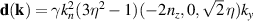 ${\textbf{d}}({\textbf{k}}) = \gamma k_n^2(3\eta^2-1)(-2n_z,0,\sqrt{2}\,\eta)k_y$