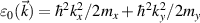 $ \varepsilon_{0}(\vec{k}) = \hbar^2 k^{2}_{x}/2m_x + \hbar^2 k^{2}_{y}/2m_y $