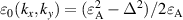 $\varepsilon_{0}(k_x,k_y) = (\varepsilon^{2}_\mathrm{A} - \Delta^2)/2\varepsilon_\mathrm{A}$