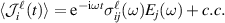 $ \langle \mathcal{J}^{\ell}_{i}(t) \rangle = \mathrm{e}^{-\mathrm{i}\omega t} \sigma^{\ell}_{ij}(\omega) E_{j}(\omega) +c.c.$