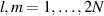 $l,m = 1,\dots,2N $