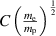 $C\left(\frac{m_\mathrm{e}}{m_\mathrm{p}}\right)^{\frac{1}{2}}$