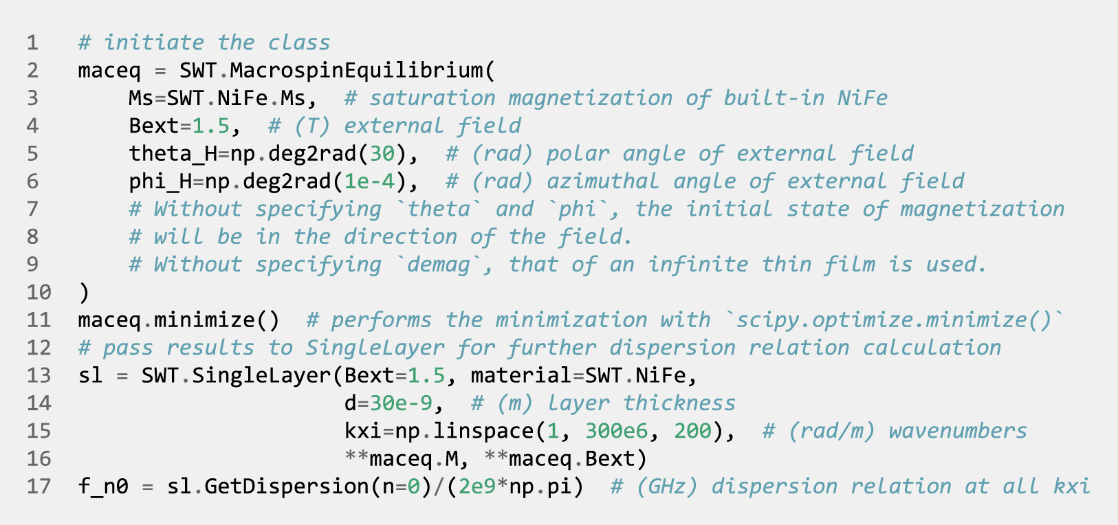 SpinWaveToolkit: python package for (semi-)analytical calculations in ...
