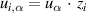 ${u_{i,\alpha }} = {u_\alpha }\, \cdot \,{z_i}$