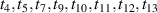 $t_{4},t_{5},t_{7},t_{9},t_{10},t_{11},t_{12},t_{13}$