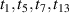 $t_{1},t_{5},t_{7},t_{13}$