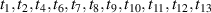$t_{1},t_{2},t_{4},t_{6},t_{7},t_{8},t_{9},t_{10},t_{11},t_{12},t_{13}$