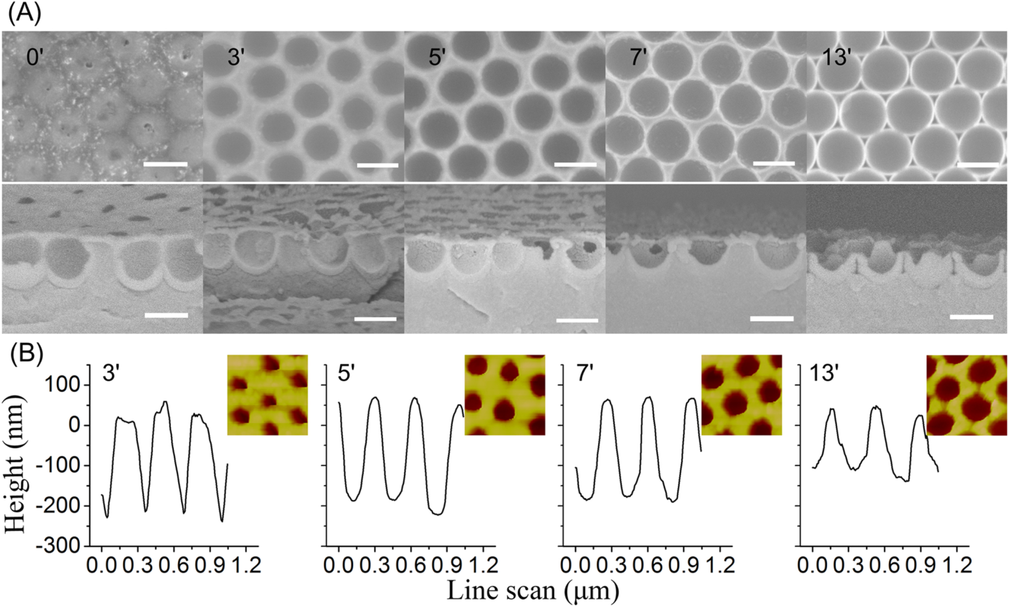Nano-fabrication of depth-varying amorphous silicon crescent shell ...