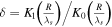 $\delta ={K}_{1}\left(\tfrac{R}{{\lambda }_{s}}\right)/{K}_{0}\left(\tfrac{R}{{\lambda }_{s}}\right)$