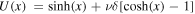 $U(x)\,=\sinh (x)+\nu \delta [\cosh (x)-1]$