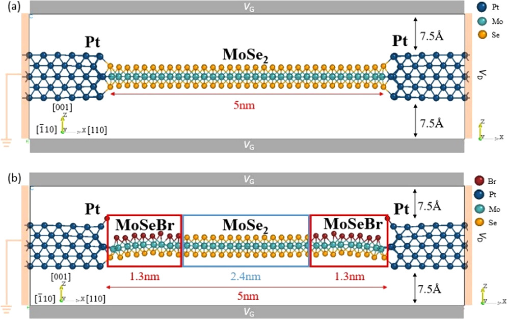 Ultrashort channel MoSe2 transistors with selenium atoms replaced
