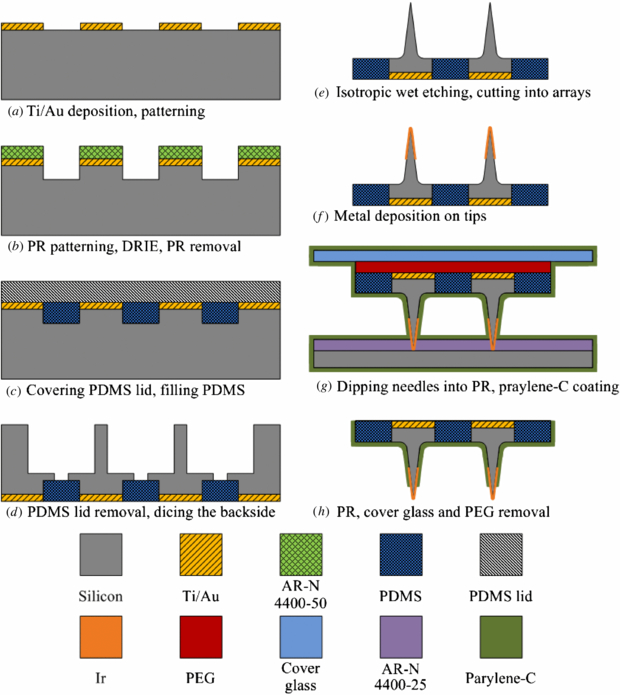 Fabrication of a flexible penetrating microelectrode array for use on ...