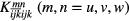 $K_{\overline{ijk}ijk}^{mn}\left(m,n=u,v,w\right)$