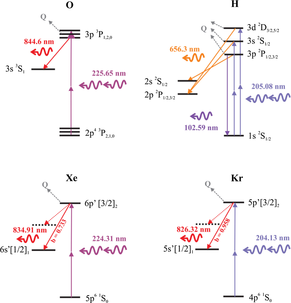 The formation of atomic oxygen and hydrogen in atmospheric pressure ...