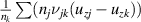 $\frac{1}{n_k}\sum(n_j\nu_{jk}(u_{zj}-u_{zk}))$