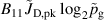 $B_{11}\,\tilde{J}_\textrm{D,pk}\,\log_{2}\tilde{p}_\textrm{g}$