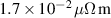 $1.7\times 10^{-2}\,{\mu\Omega}\,\textrm{m}$