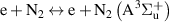${\text{e}} + {{\text{N}}_2} \leftrightarrow {\text{e}} + {{\text{N}}_2}\left( {{{\text{A}}^3}{{\Sigma }}_{\text{u}}^ + } \right)$