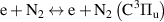${\text{e}} + {{\text{N}}_2} \leftrightarrow {\text{e}} + {{\text{N}}_2}\left( {{{\text{C}}^3}{{{\Pi }}_{\text{u}}}} \right)$