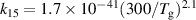 ${k_{15}} = 1.7 \times {10^{ - 41}}{(300/{T_{\text{g}}})^{2.1}}$