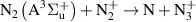 ${{\text{N}}_2}\left( {{{\text{A}}^3}{{\Sigma }}_{\text{u}}^ + } \right) + {\text{N}}_2^ + \to {\text{N}} + {\text{N}}_3^ + $