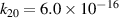 ${k_{20}} = 6.0 \times {10^{ - 16}}$