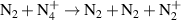 ${{\text{N}}_2} + {\text{N}}_4^ + \to {{\text{N}}_2} + {{\text{N}}_2} + {\text{N}}_2^ + $