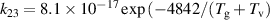 ${k_{23}} = 8.1 \times {10^{ - 17}}\exp \left( { - 4842/({T_{\text{g}}} + {T_{\text{v}}}} \right)$