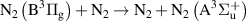 ${{\text{N}}_2}\left( {{{\text{B}}^3}{{{\Pi }}_{\text{g}}}} \right) + {{\text{N}}_2} \to {{\text{N}}_2} + {{\text{N}}_2}\left( {{{\text{A}}^3}{{\Sigma }}_{\text{u}}^ + } \right)$