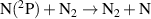 ${\text{N}}{(^2}{\text{P}}) + {{\text{N}}_2} \to {{\text{N}}_2} + {\text{N}}$