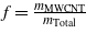 $f=\frac{{m}_{\mathrm{MWCNT}}}{{m}_{\mathrm{Total}}}$