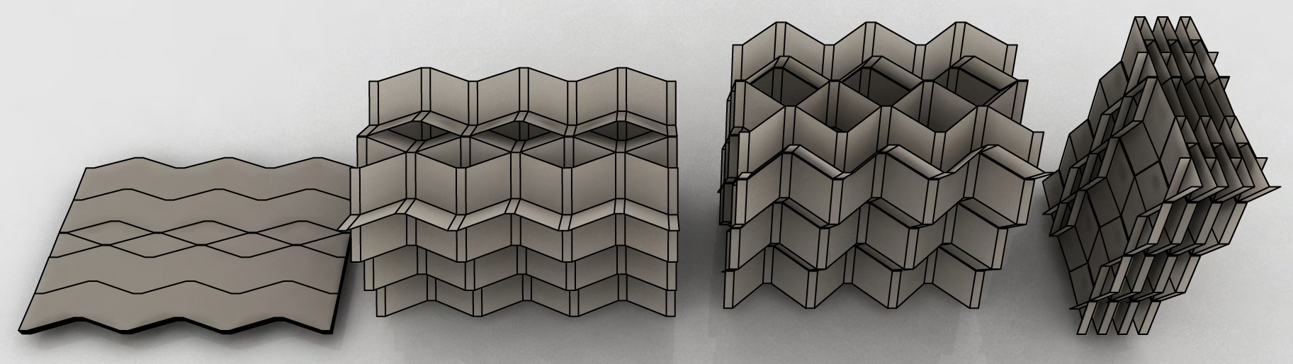 Origami interleaved tube cellular materials - IOPscience