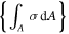 $\left\{\displaystyle {\int }_{A}\sigma \,{\rm{d}}A\right\}$