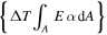 $\left\{{\rm{\Delta }}T\displaystyle {\int }_{A}E\,\alpha \,{\rm{d}}A\right\}$