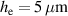 $h_{\mathrm{e}} = 5\,\mu \mathrm{m}$