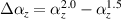$\Delta {\alpha _z} = \alpha _z^{2.0} - \alpha _z^{1.5}$