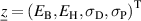 $\underline{z} = \left(E_{\mathrm{B}},E_{\mathrm{H}}, \sigma_{\mathrm{D}},\sigma_{\mathrm{P}}\right)^{\mathrm{T}}$