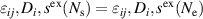 $\varepsilon_{ij}, D_{i}, s^{\mathrm{ex}}(N_{\mathrm{s}}) = \varepsilon_{ij}, D_{i},s^{\mathrm{ex}} (N_{\mathrm{e}})$