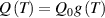 $Q\left( T \right) = {Q_0}{ }g\left( T \right)$