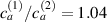 $c_a^{\left( 1 \right)}{ }/c_a^{\left( 2 \right)} = 1.04$