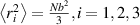 $\left\langle {r_i^2} \right\rangle = \frac{{N{b^2}}}{3},{ }i = 1,2,3$